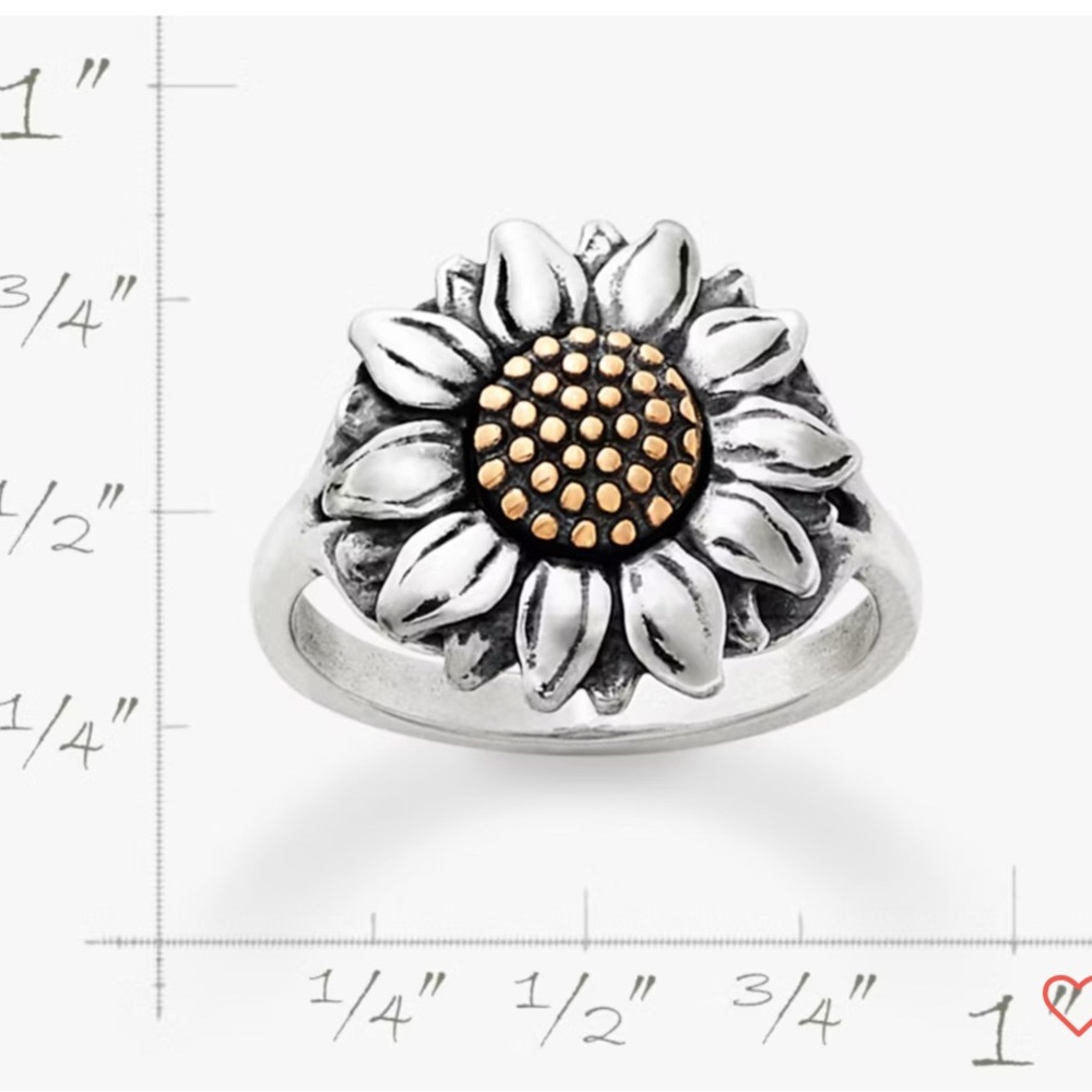 James Avery wild sunflower ring in silver and bronze